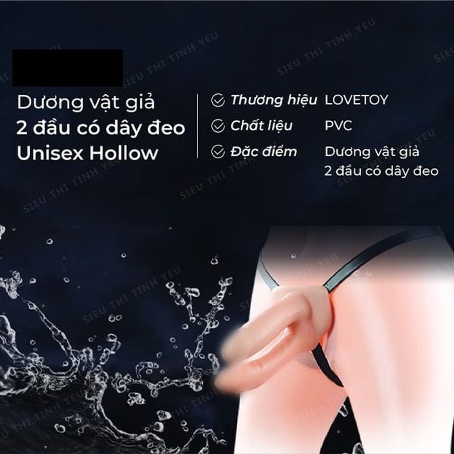 (Có video)Dương vật giả 2 đầu Lovetoy Unisex Hollow có dây đeo