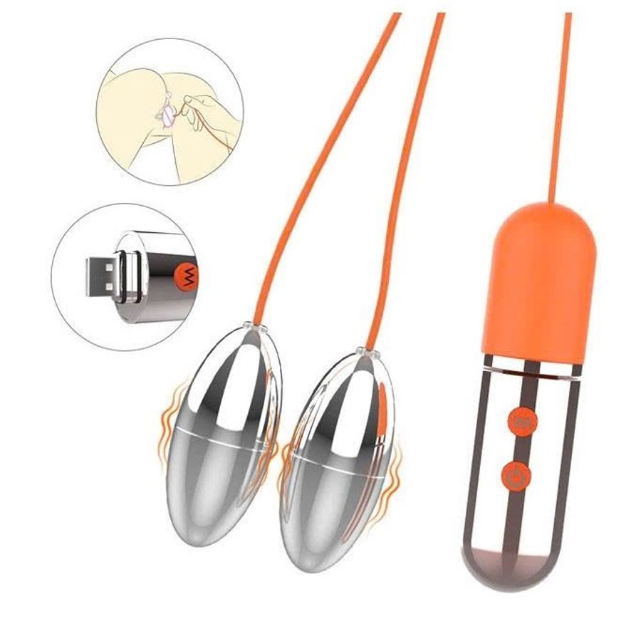 Trứng rung silicon 2 đầu có 9 tần số sạc điện chống nước
