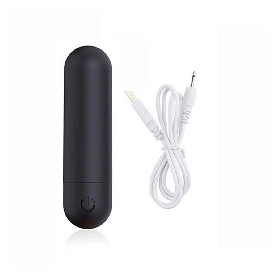 Trứng rung mini ngụy trang hình viên đạn màu đen dài 80mm