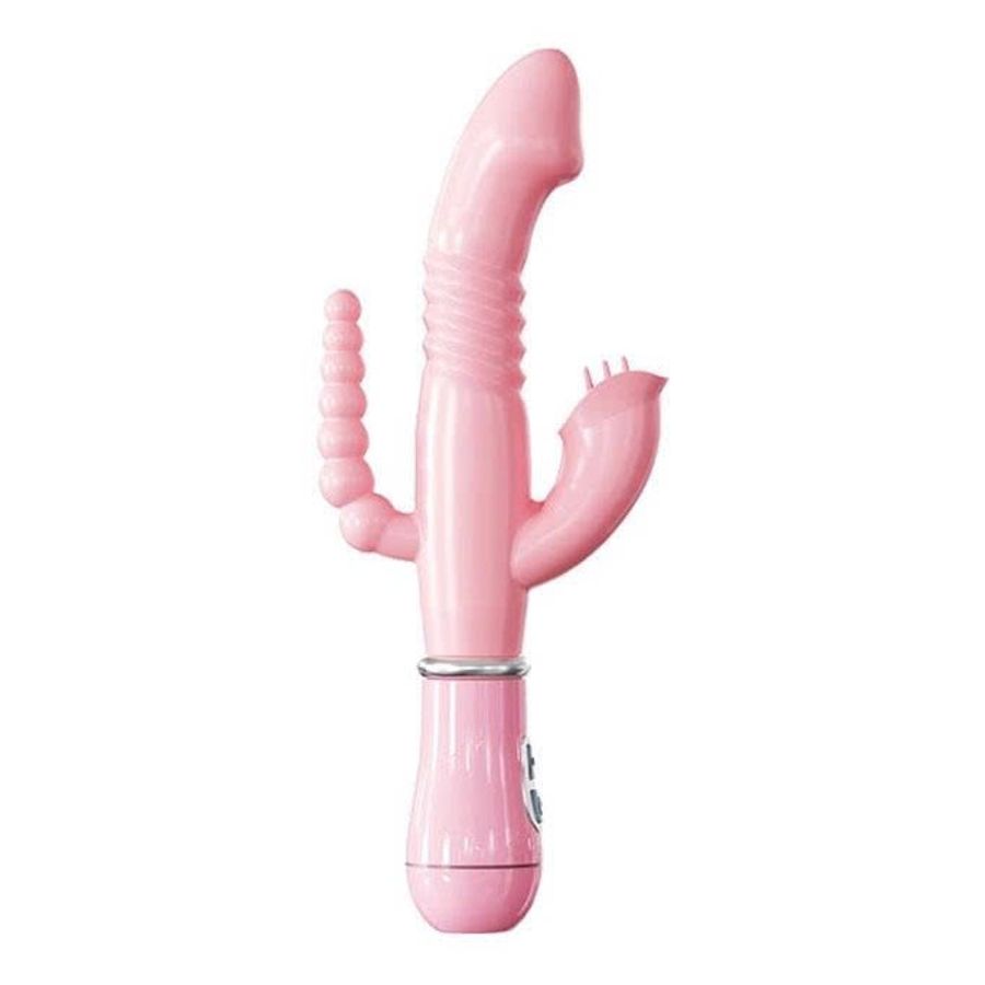 Máy rung 3 đầu kèm sạc dài 23cm chất liệu nhựa màu hồng