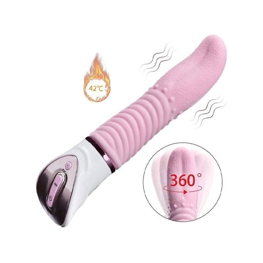 Lưỡi rung tỏa nhiệt silicon nhiều gai màu hồng dài 21cm
