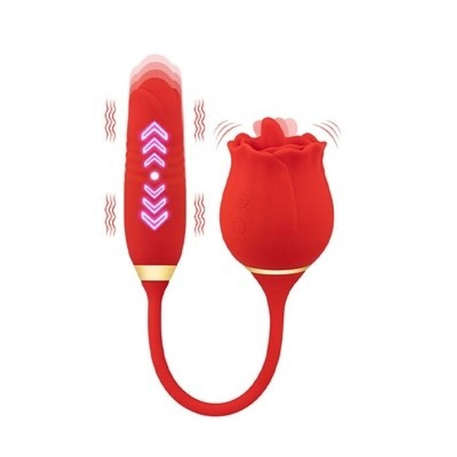 Trứng rung 2 đầu silicon có lưỡi liếm hình hoa hồng 393398