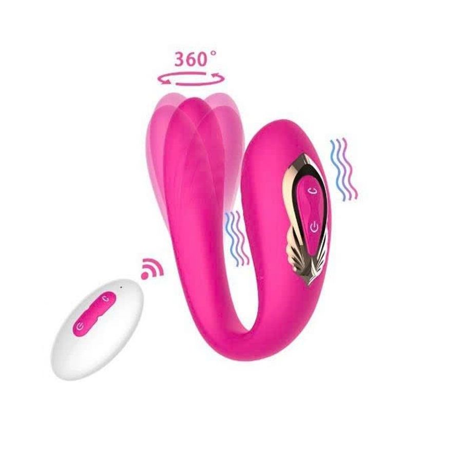 Máy rung âm đạo silicon 2 nhánh điều khiển từ xa màu hồng
