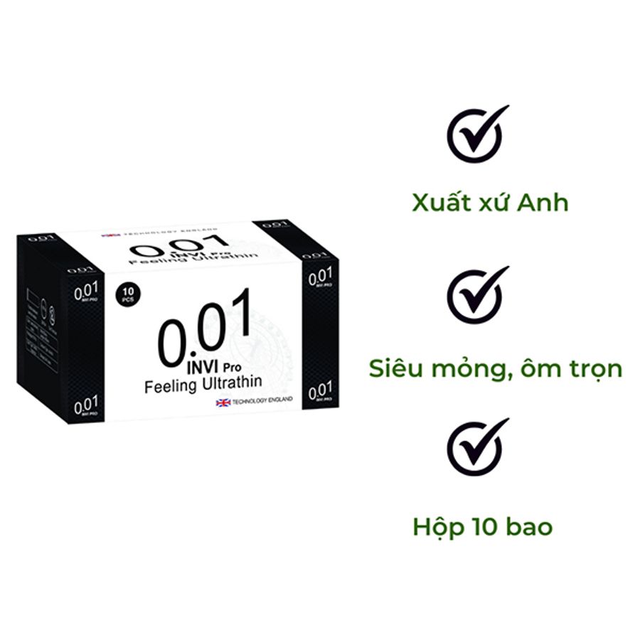 Bao cao su 0.01 Invi Pro siêu mỏng