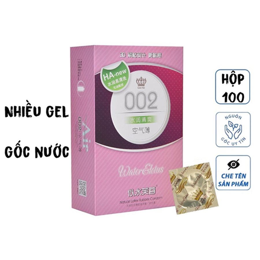 Bao cao su HA 002: Siêu mỏng, Bôi trơn – Hộp 100 cái
