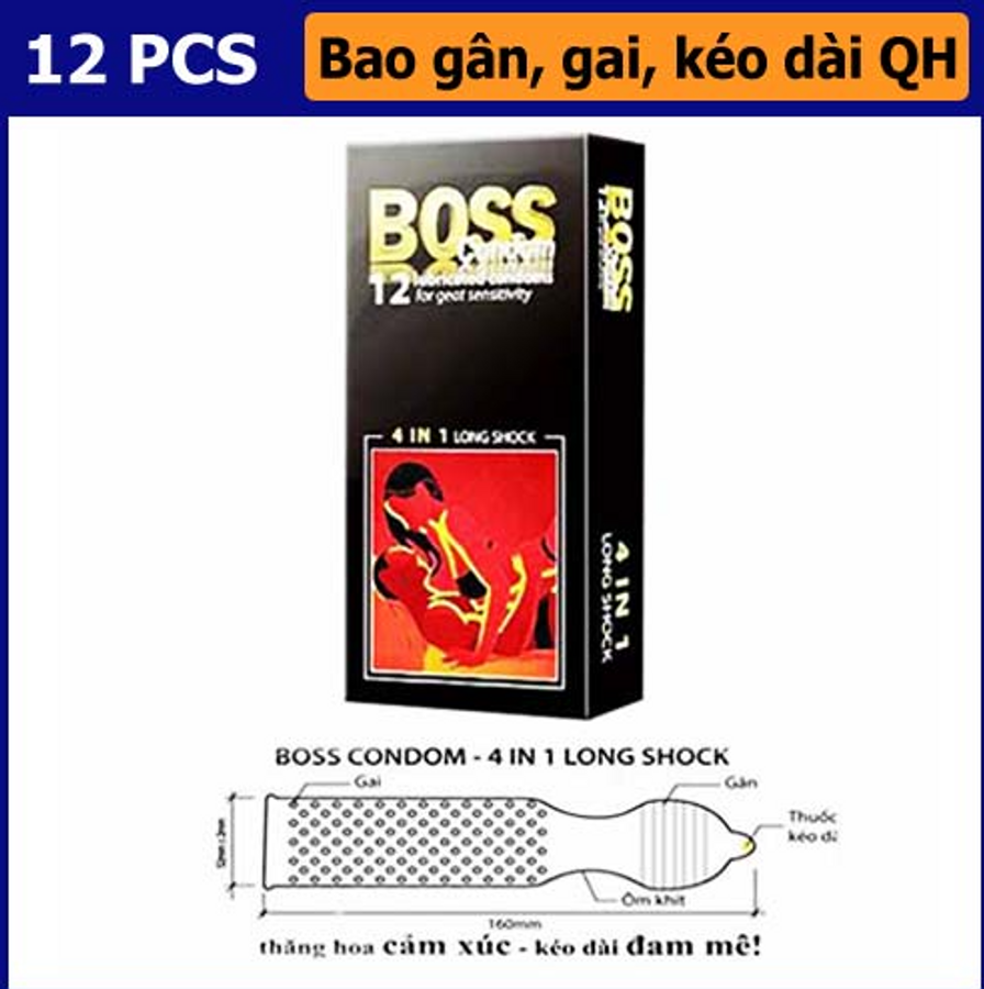 Bao cao su Boss 4in1 Long Shock