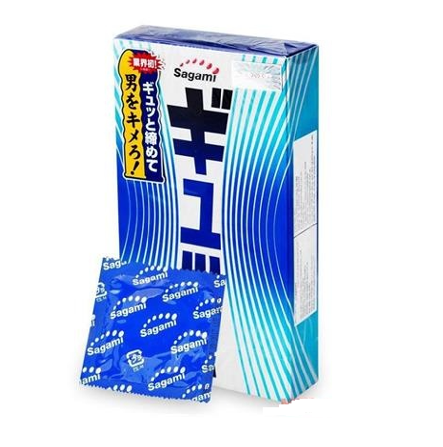 Bao Cao Su Sagami Tight Fit - Hộp 12 Chiếc - Siêu Mỏng - Có 6 Đường Gân