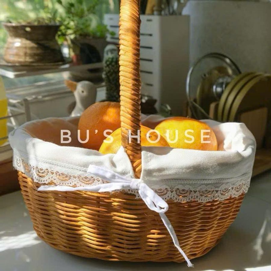 Giỏ mây picnic nhỏ xinh phụ kiện chụp ảnh dã ngoại, noel, decor tết cho các nàng