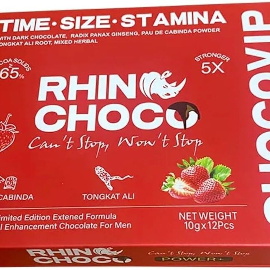 Viên kẹo ngậm nhân sâm cương và kéo dài nam Rhino Choco Enhancement chính hãng 12 Cái