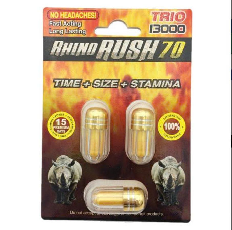 Viên Uống Phục Hồi Và Tăng Cường Sức Khỏe Sinh Lí Nam Giới Rhino Rush 70 Trio 13000mg Vỉ dùng thử 3 Viên  | CHE TÊN SẢN PHẨM