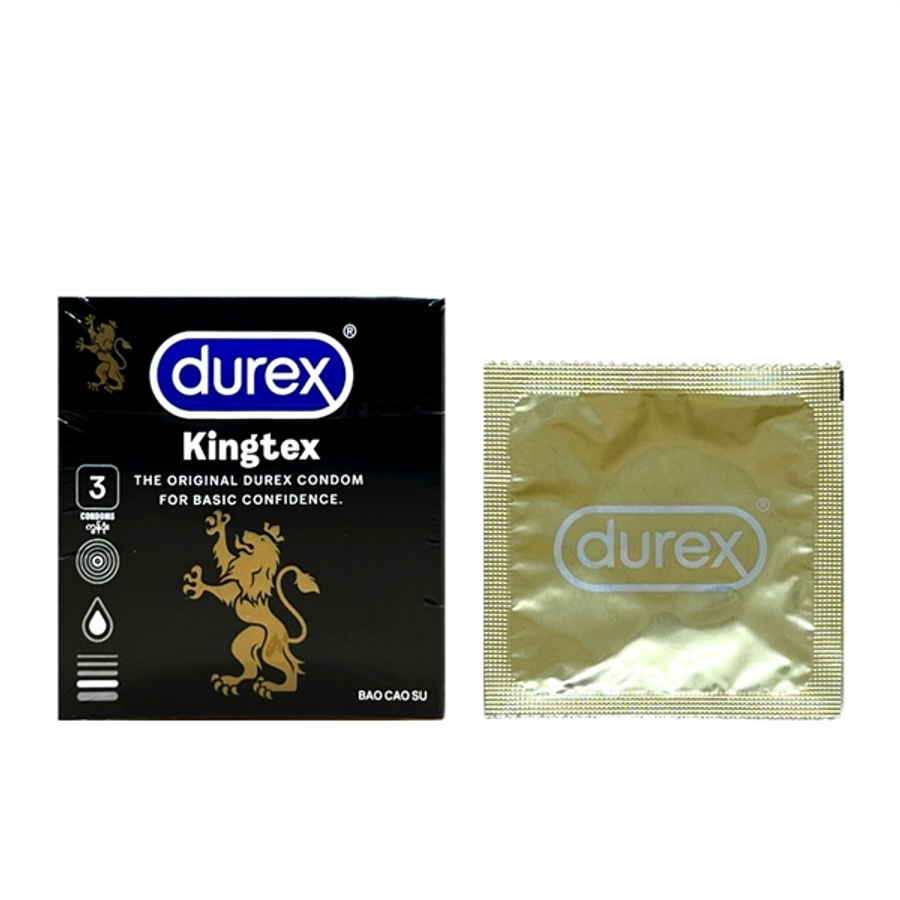 Bao cao su siêu mỏng kéo dài thời gian che tên Durex Kingtex 3 cái chính hãng