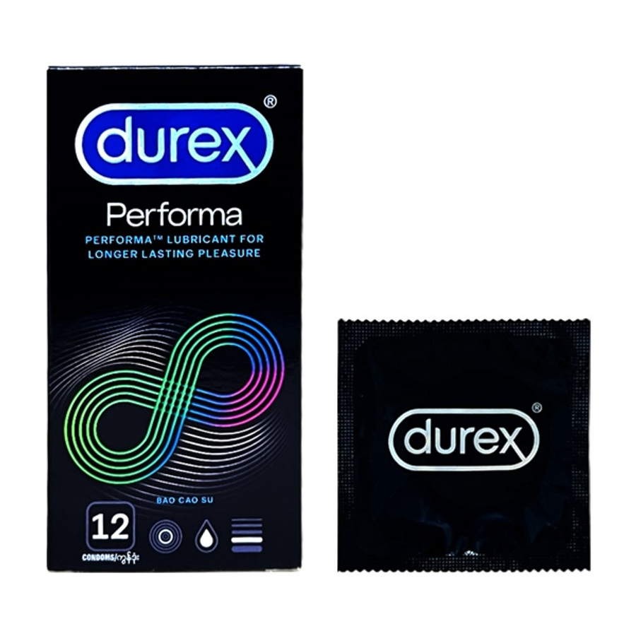 Bao cao su siêu mỏng kéo dài thời gian che tên Durex Performa 12 cái chính hãng
