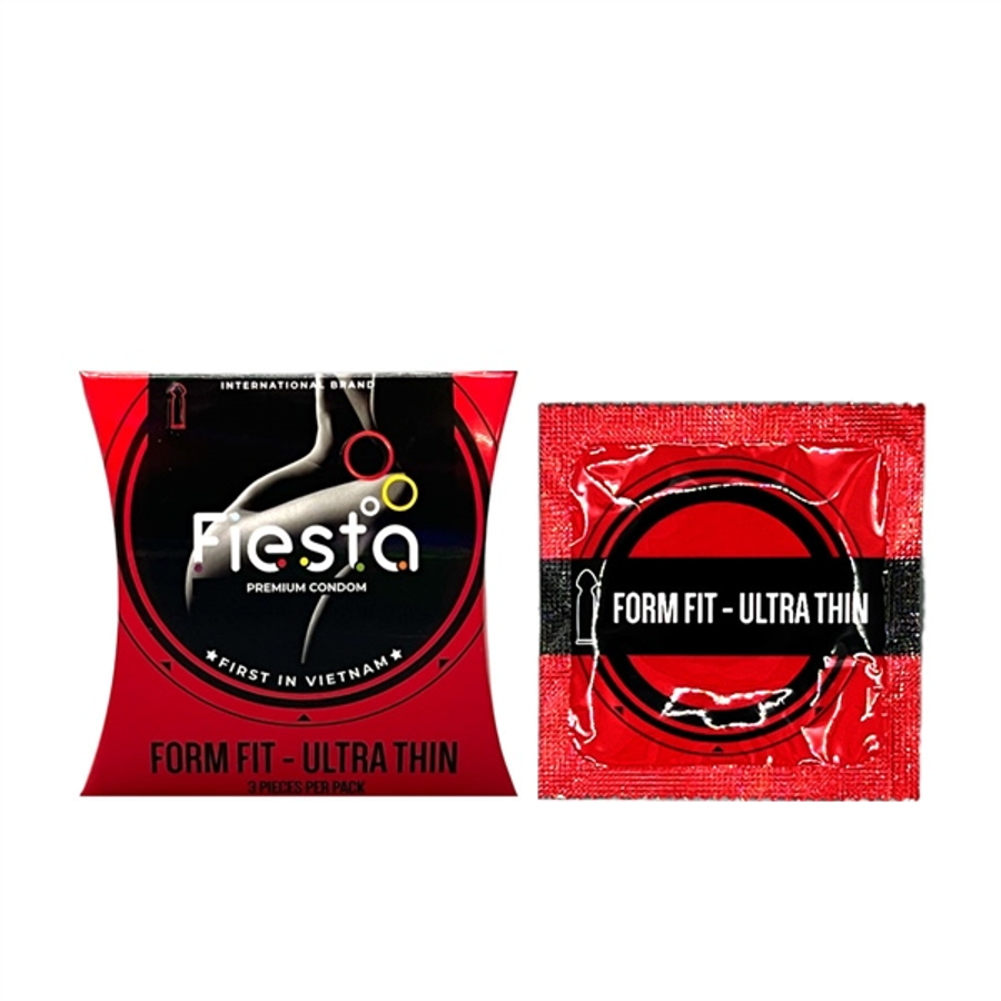 Bao cao su siêu mỏng kéo dài thời gian che tên Fiesta Đỏ Ultra Thin 3 cái chính hãng