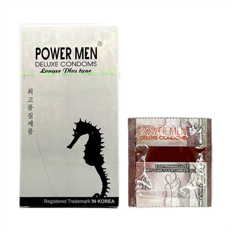 Bao cao su siêu mỏng kéo dài thời gian Powermen Longer Plus 12 cái che tên chính hãng