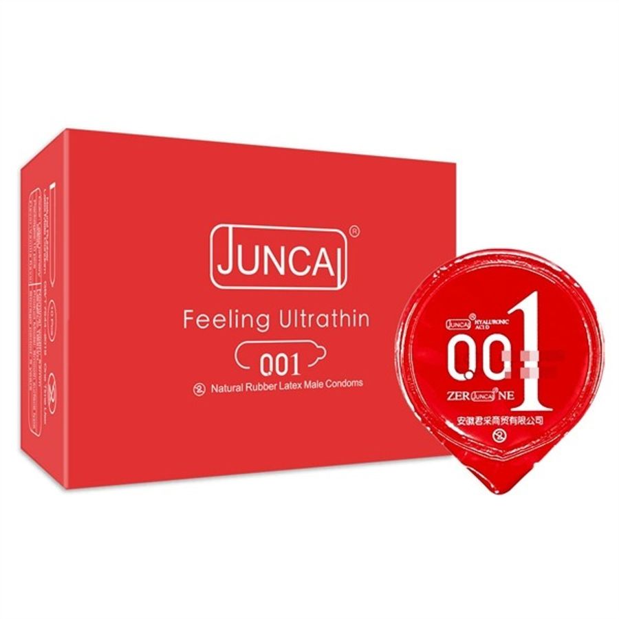 Bao cao su siêu mỏng kéo dài thời gian Juncai Ultra Slim 10 cái che tên chính hãng