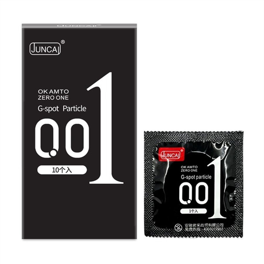 Bao cao su siêu mỏng kéo dài thời gian Juncai Ok Amto G-spot Particle 10 cái che tên chính hãng
