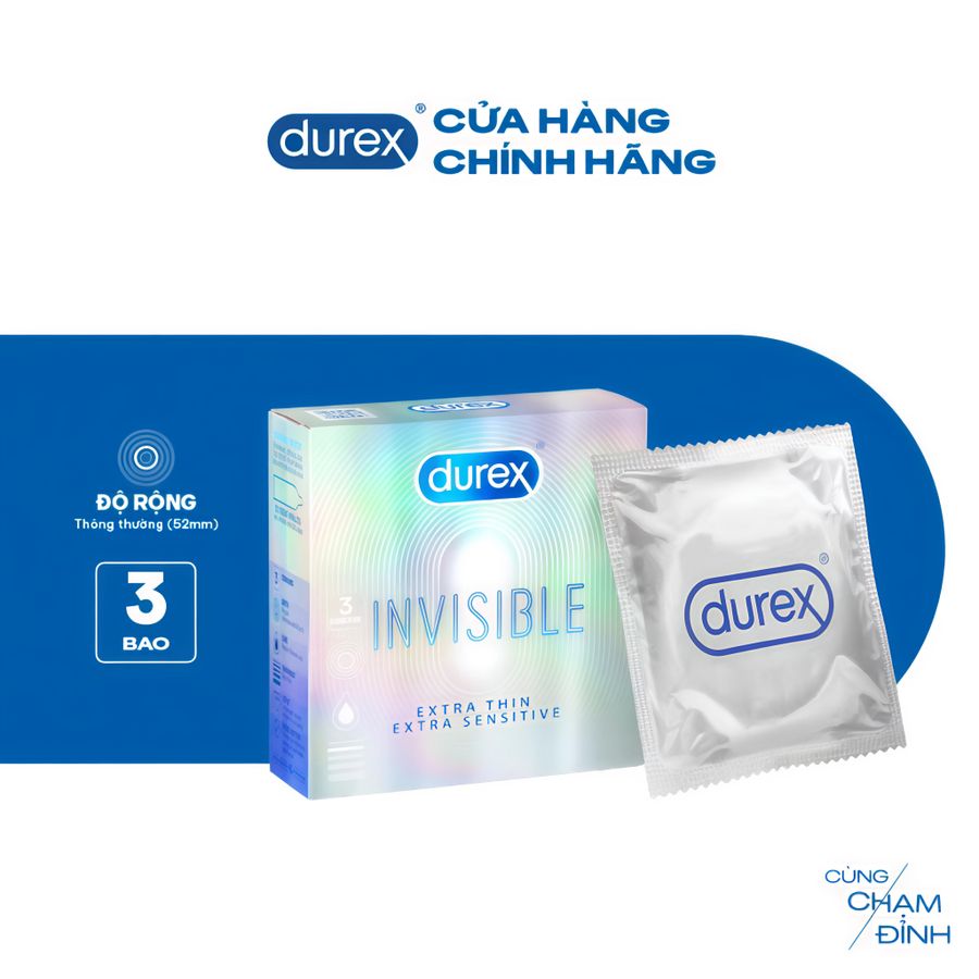 Bao Cao Su durex Siêu Mỏng, Tăng Cảm Giác, Hộp 3 Cái