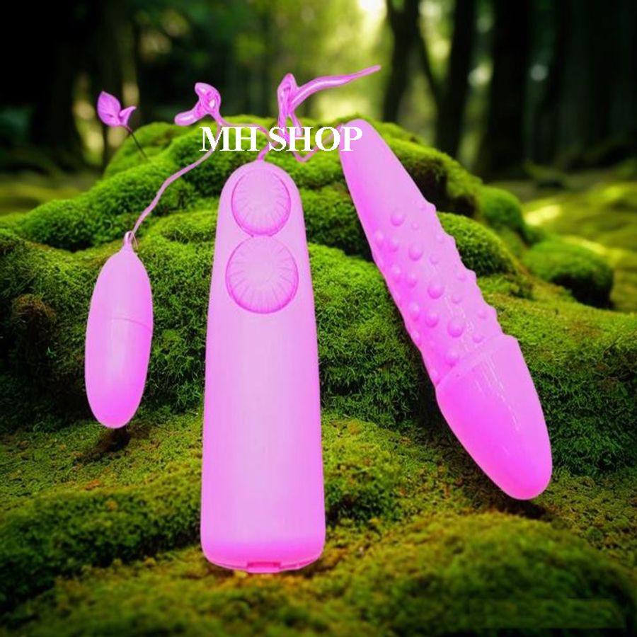 Máy Rung Silicone 2 Đầu Mô Phỏng Dương Vật Siêu Kích Thích, Trứng Cà Na Gai