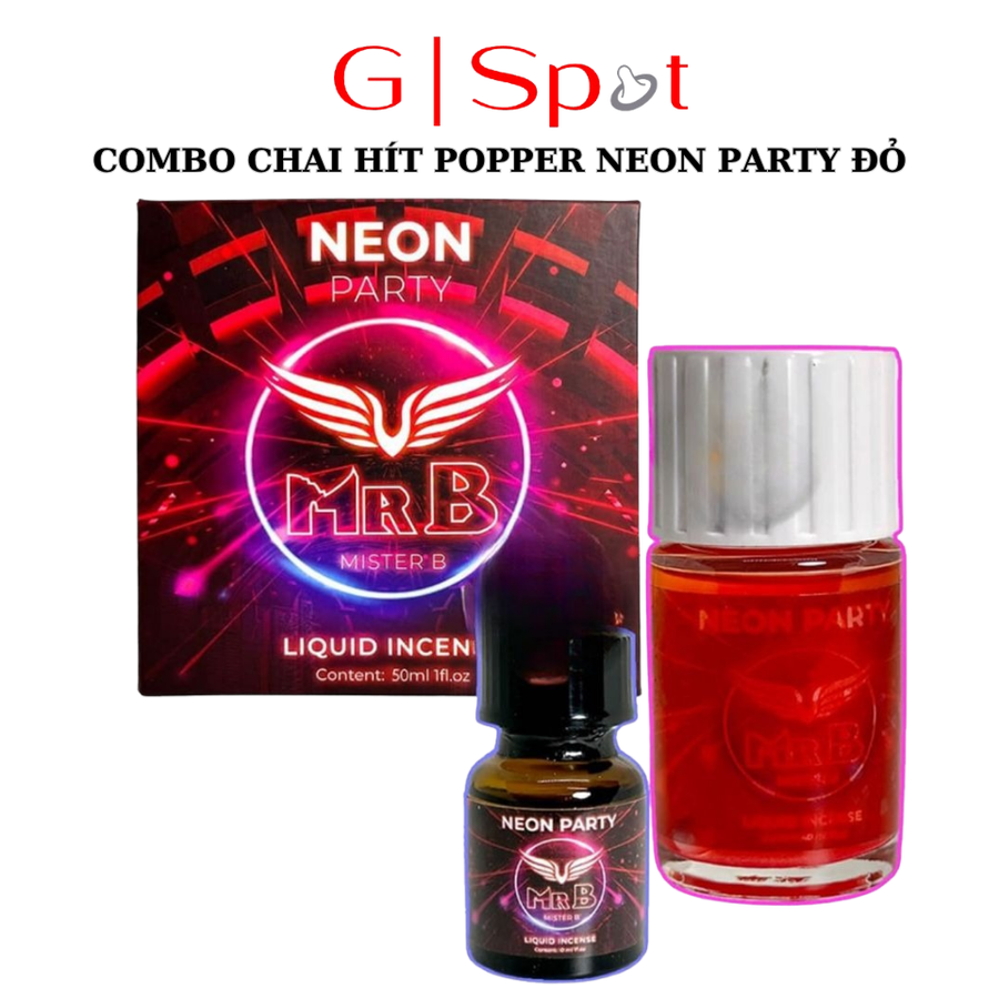 Combo Popper Neon Party Đỏ Dạ Quang 40ml + 10ml