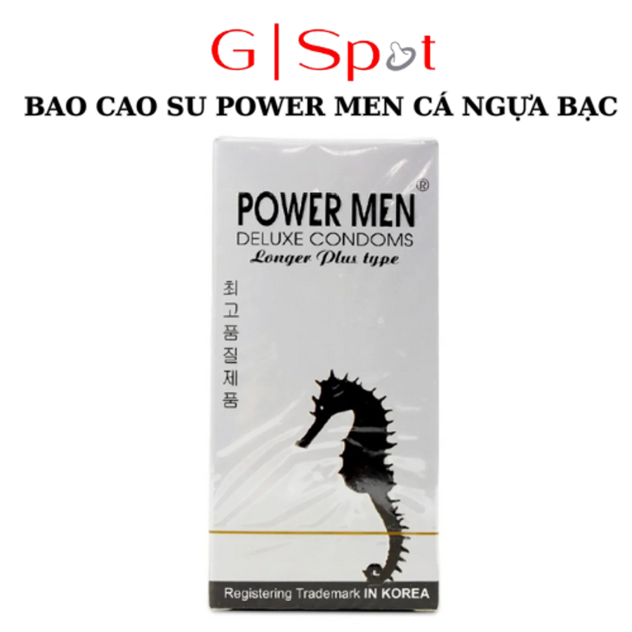 Bao Cao Su Lâu Ra Power Men Longer Plus Cá Ngựa Bạc - Hộp 12 Cái