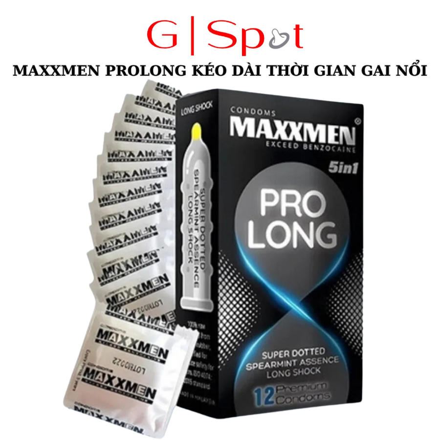 Bao cao su MAXXMEN 5in1 PROLONG Kéo dài thời gian, Gân gai, Siêu mỏng