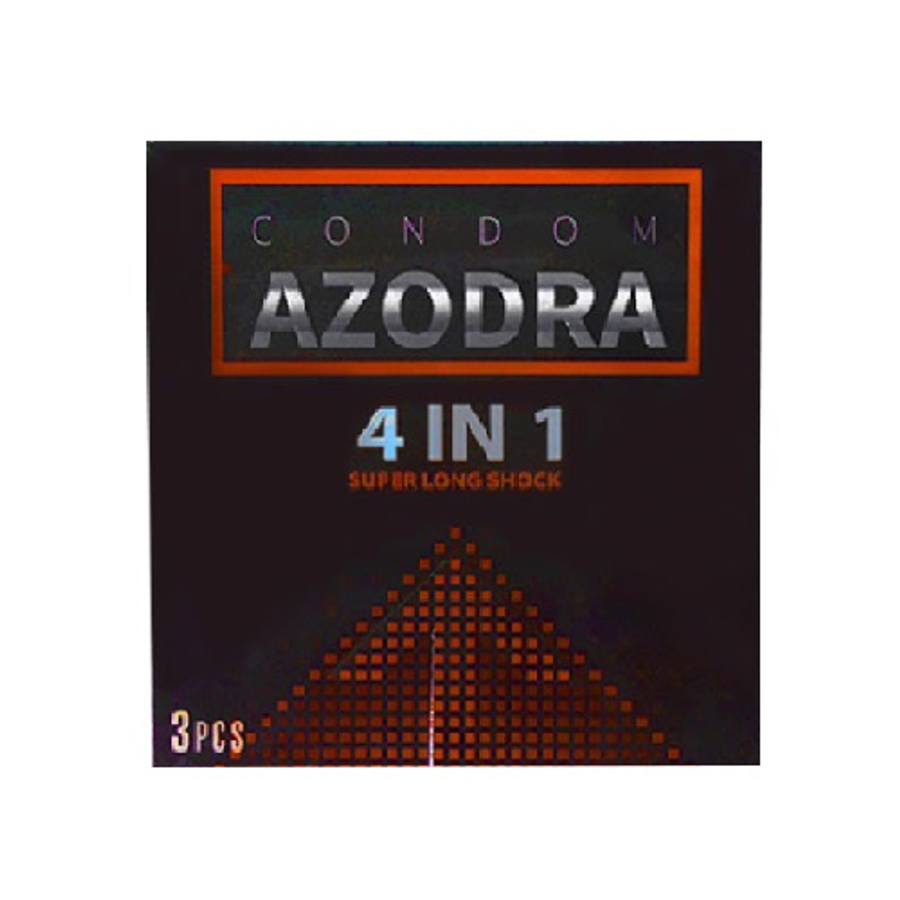 Bao Cao Su Azodra 4 in 1 – Kéo Dài Thời Gian, Gân Gai - Hộp 3 Cái