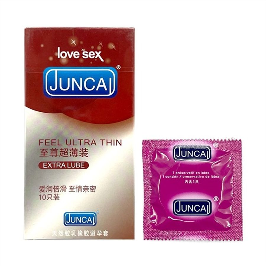 Bao cao su siêu mỏng kéo dài thời gian Juncai Feel Ultra Thin 10 cái che tên chính hãng
