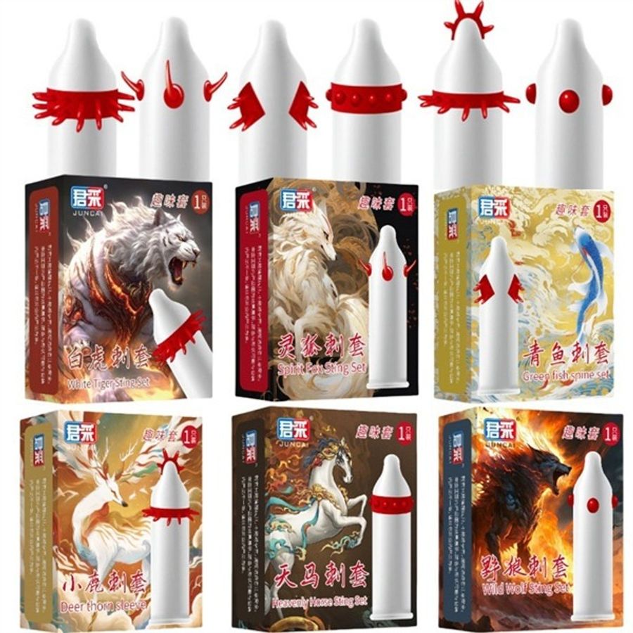 Bao cao su đôn bi gai to BCD Juncai Râu 6 Mẫu 1 Cái che tên chính hãng