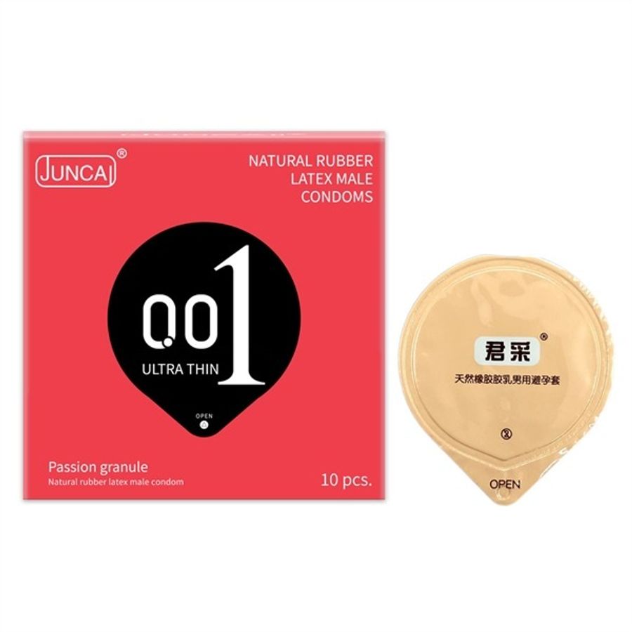 Bao cao su siêu mỏng kéo dài thời gian Juncai Passion Granule 10 cái che tên chính hãng