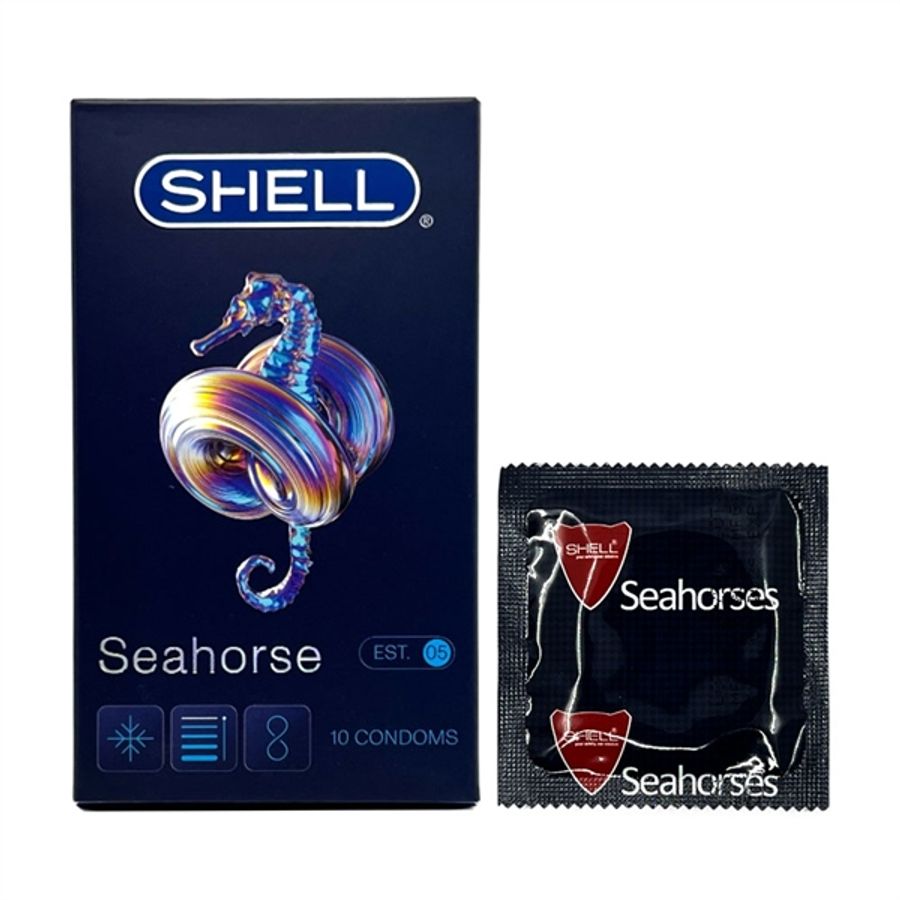 Bao cao su siêu mỏng kéo dài thời gian Shell Xanh 10 cái che tên chính hãng