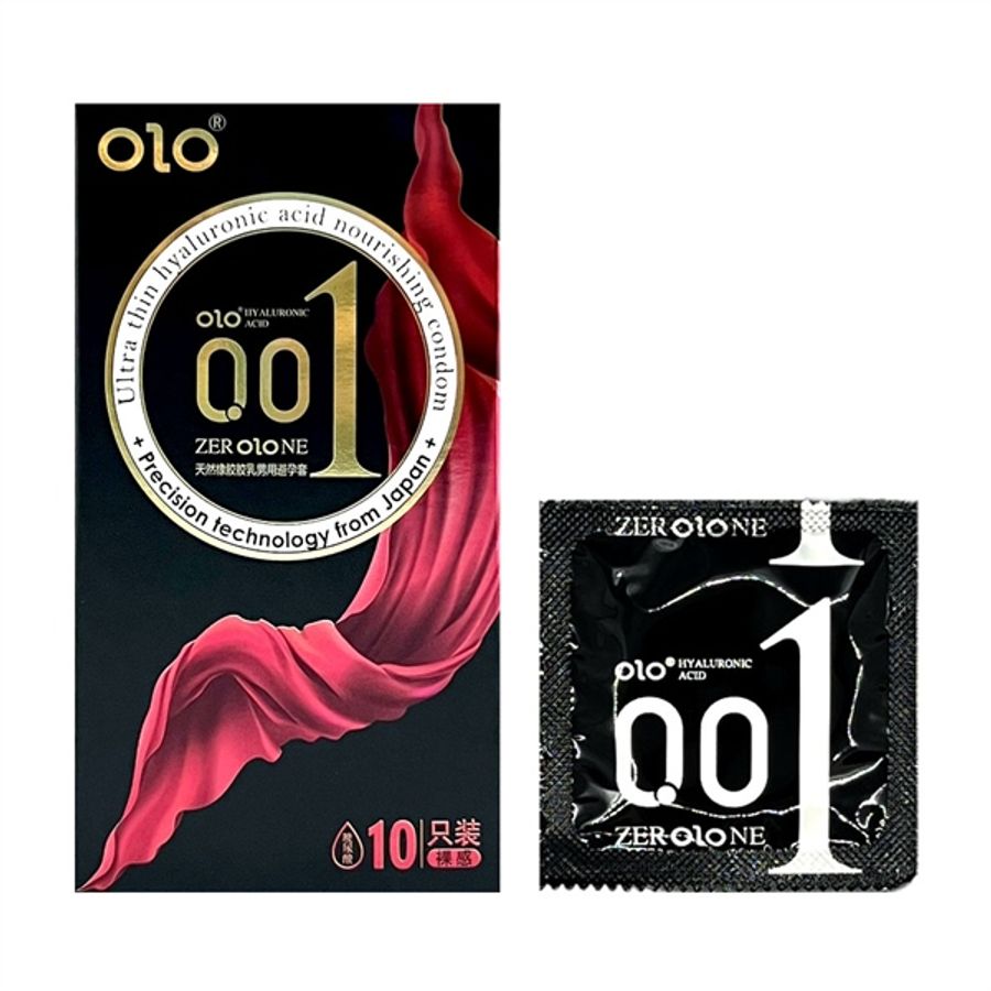 Bao cao su siêu mỏng kéo dài thời gian OLO Thin Square Black 10 cái che tên chính hãng