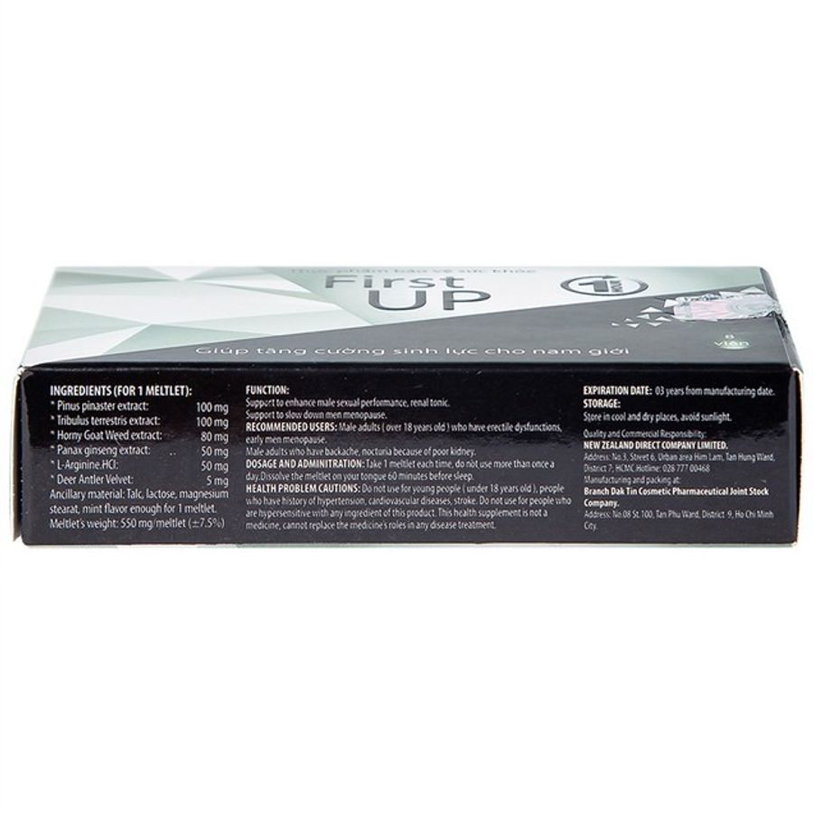 Viên kẹo ngậm nhân sâm cương và kéo dài nam 2 Viên First Up 1 Hour chính hãng