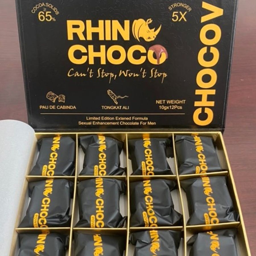 Viên kẹo ngậm nhân sâm cương và kéo dài nam 1 Hộp Rhino Choco chính hãng