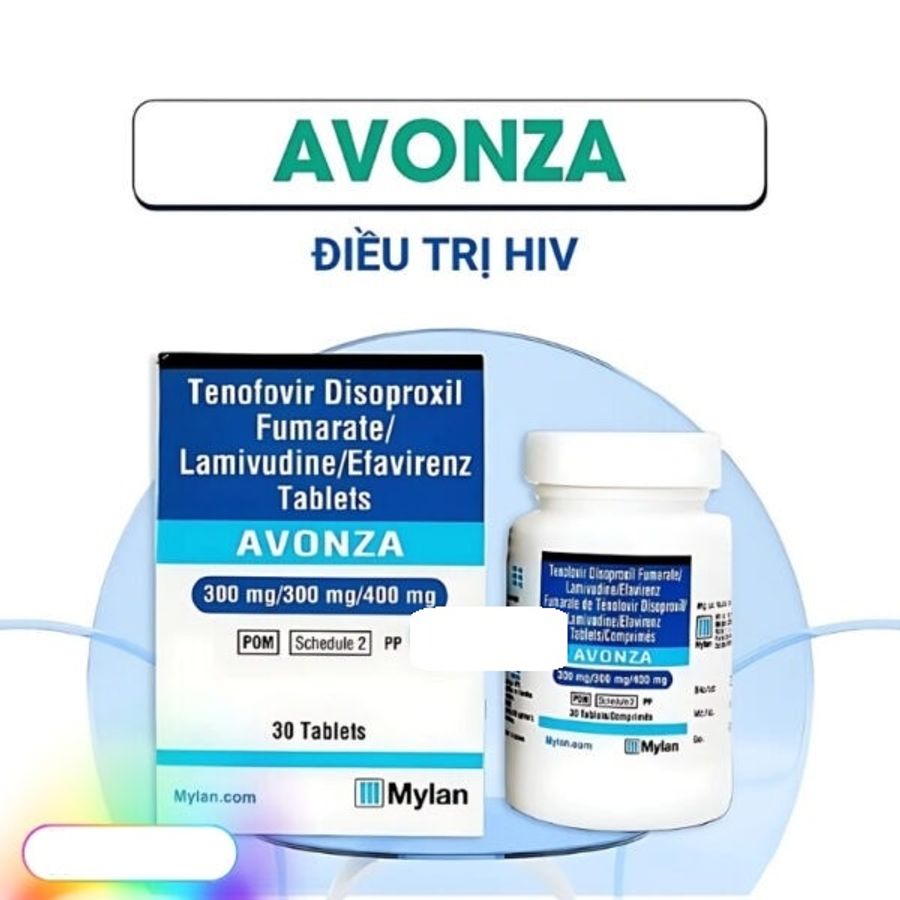 Viên uống Avonza 300/300/400 phòng ngừa HIV sau QHTD và ARV ức chế virut Hộp 30 Viên