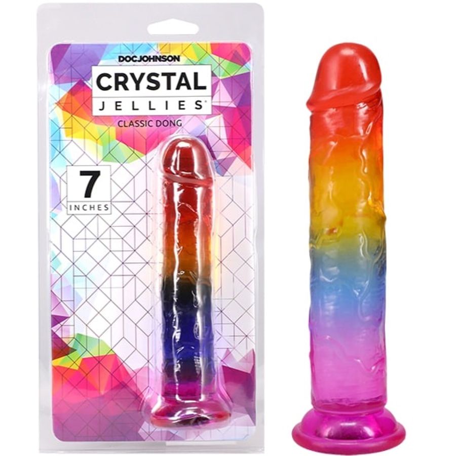 Dương vật giả Doc Johnson Crystal Jellies 7 Inch Rainbow 
