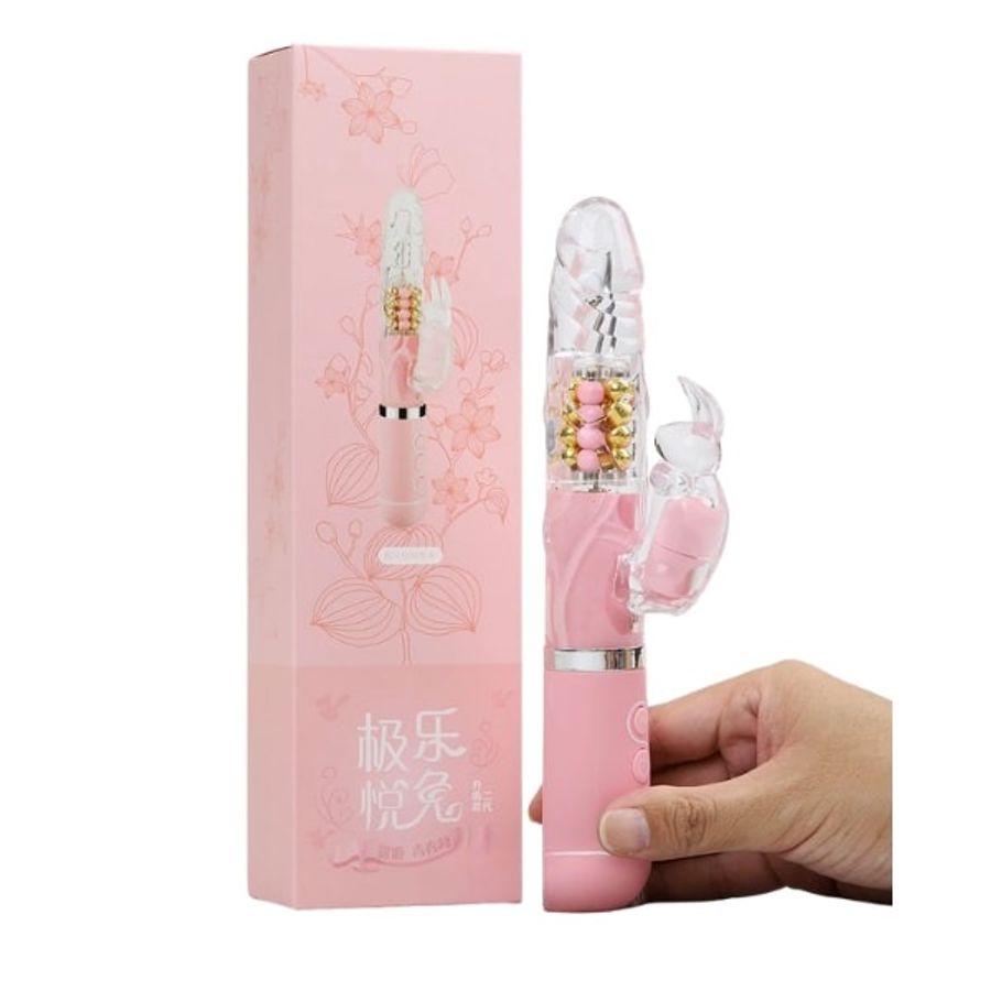 Dương vật giả Pink Rabbit Penis rung xoay đa chế độ pin sạc