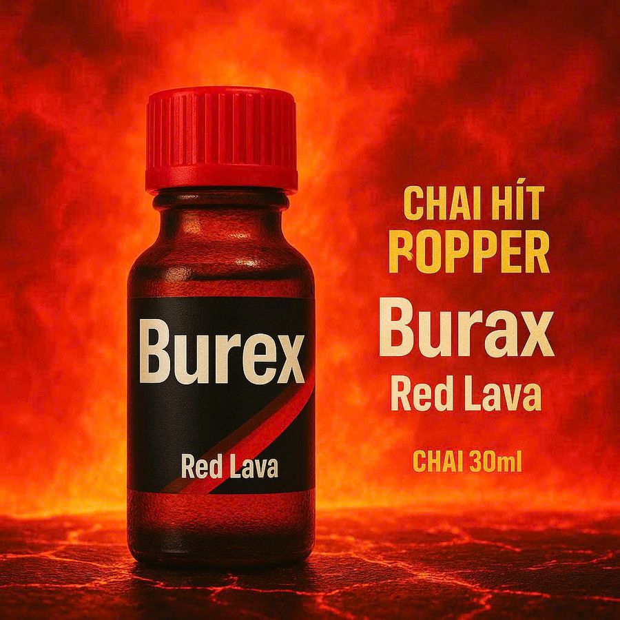 Chai hít tăng khoái cảm Popper Burax Red Lava Original - Chai 30ml