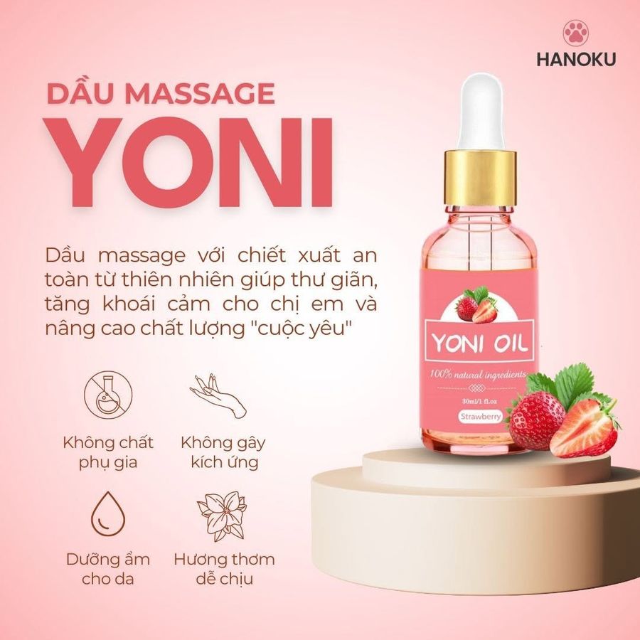 (Có video) Gel bôi trơn tinh chất dầu massage cao cấp Yoni hương dâu chai 30ml