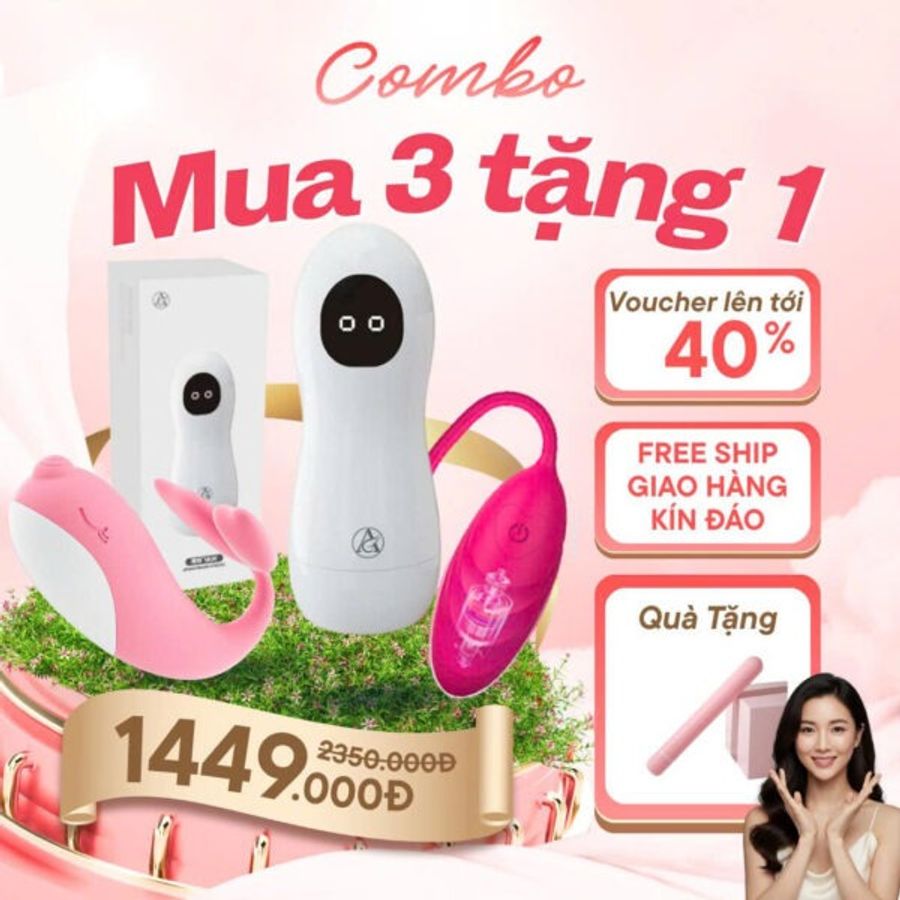 Bộ combo âm đạo giả và trứng rung tặng kèm 1 que rung