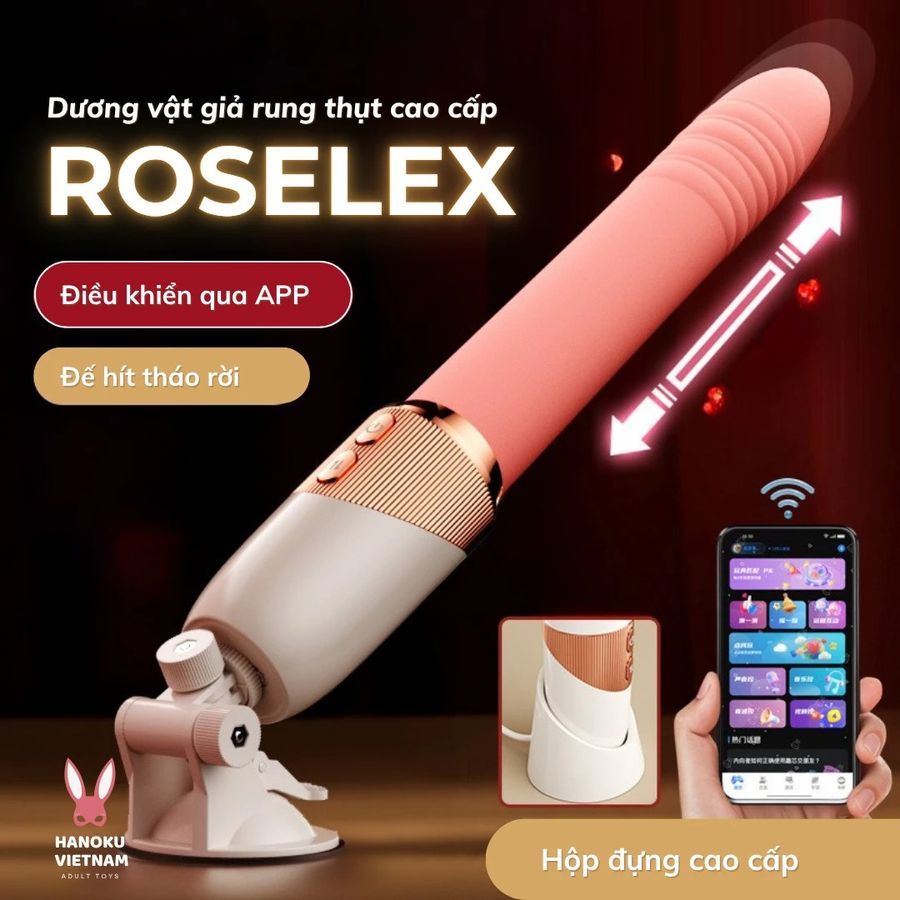 (Có video) Dương vật giả rung thục cao cấp có đế dính tường Roselex 