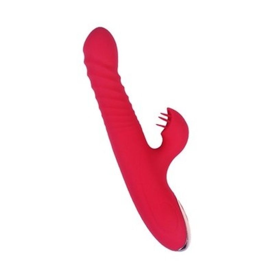 Dương vật giả rung gắn lưỡi silicon dài 24.5 cm màu đỏ