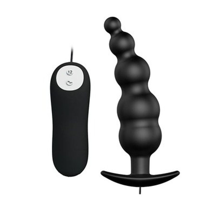 Máy rung hậu môn silicon với thiết kế 5 tầng màu đen dài 11cm