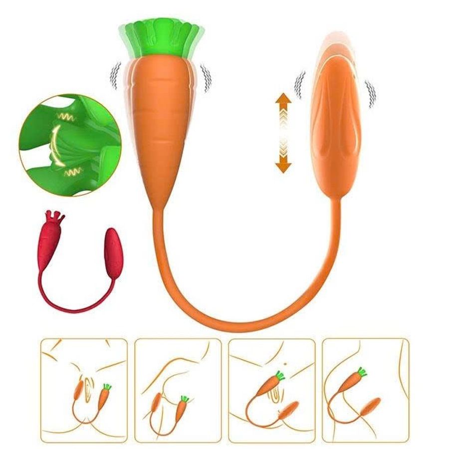 Trứng rung 2 đầu quả cà rốt silicon có 10 chế độ dài 429mm 393261