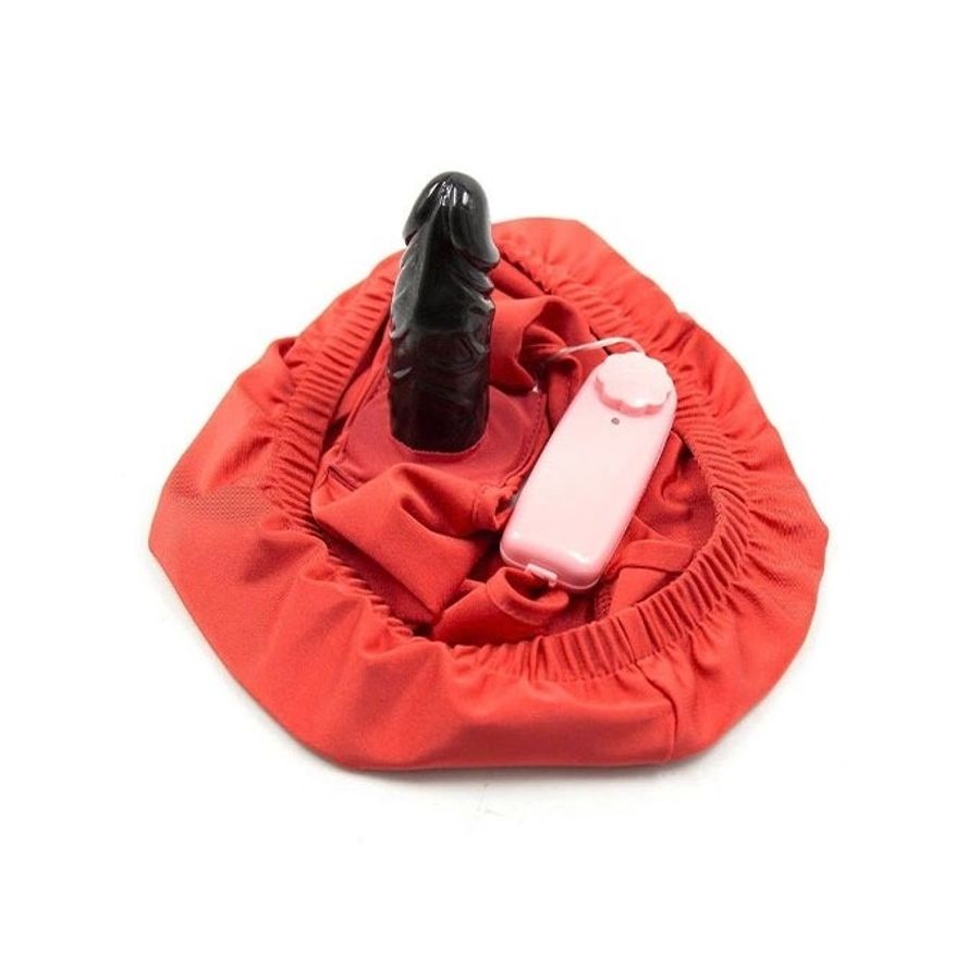 Quần lót da bóng kèm dương vật giả kèm máy rung