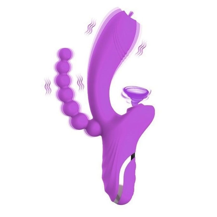 Dương vật giả silicon rung hút có lưỡi liếm dài 230mm