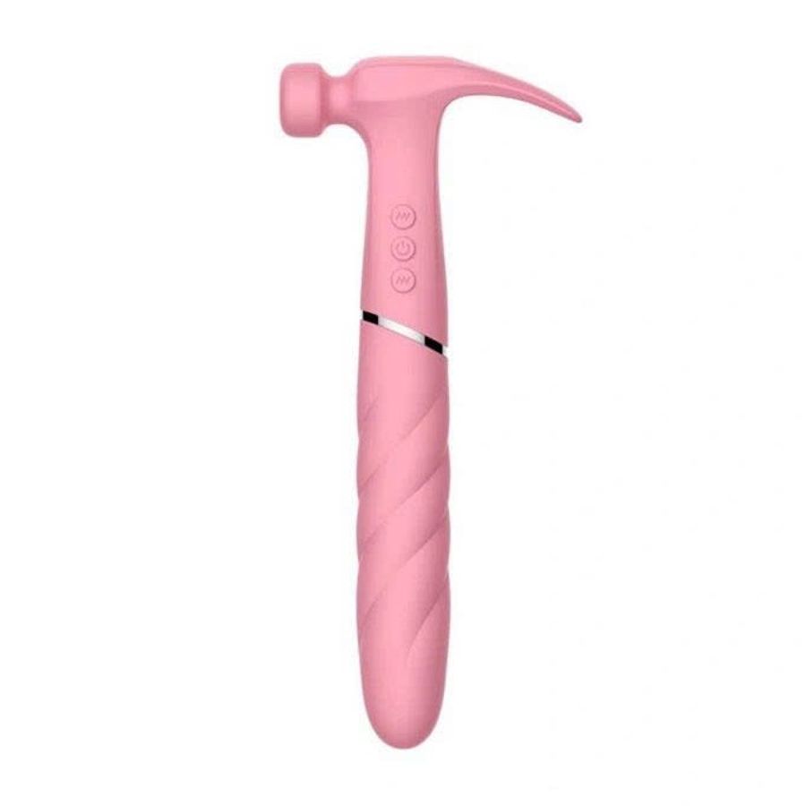 Máy rung âm đạo silicon hình búa dài 28.4cm màu hồng sạc pin