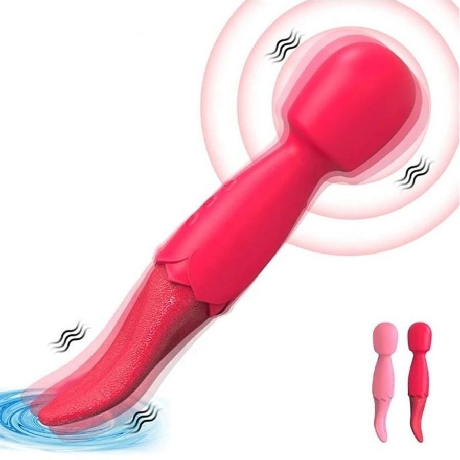 Máy rung silicon 2 đầu chày mix lưỡi liếm có 10 tần số