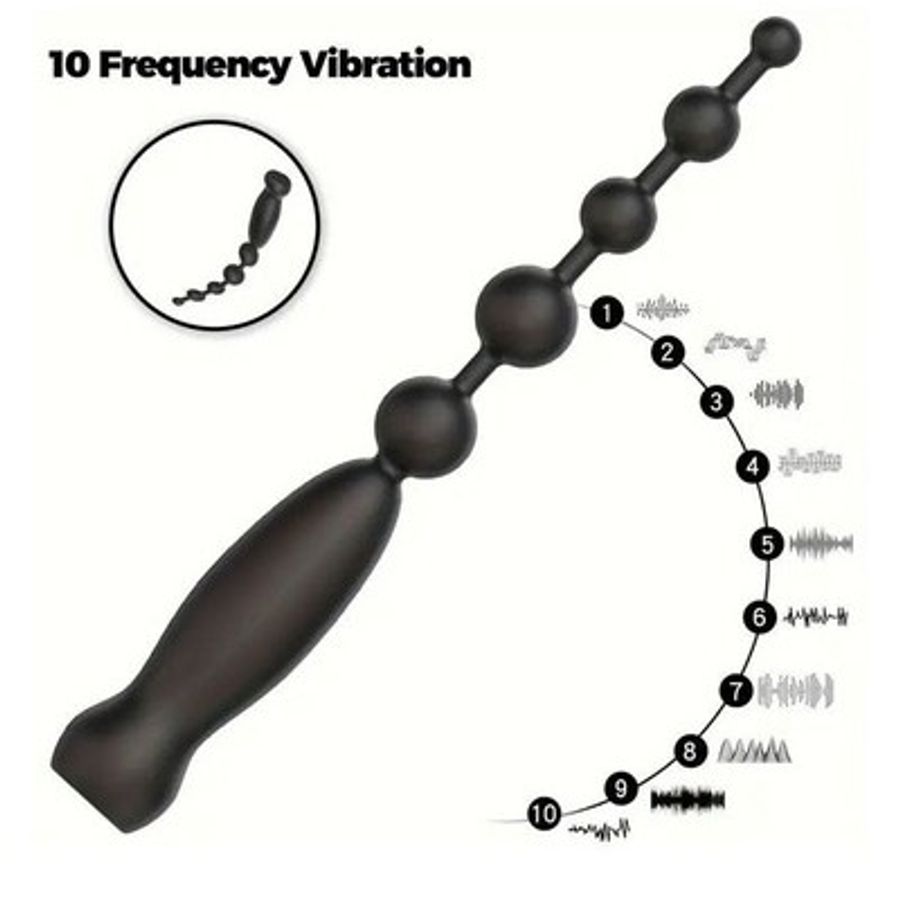 Đồ chơi hậu môn có 10 chế độ rung silicon dẻo dài 230mm