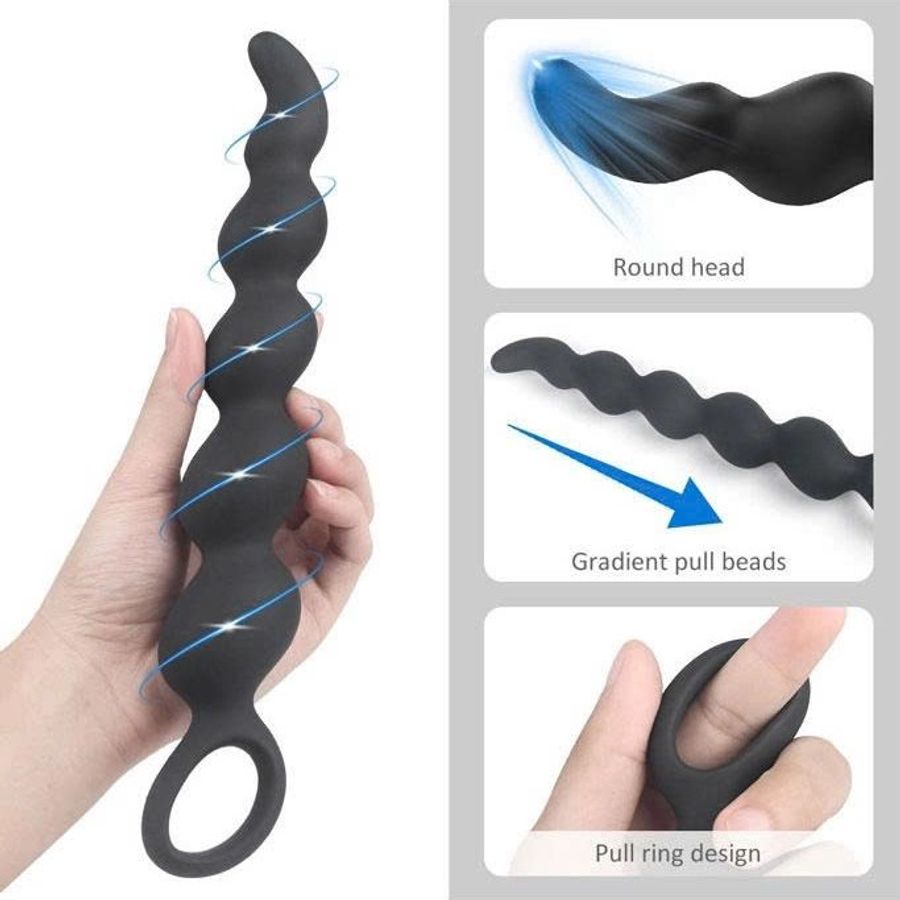 Đồ chơi hậu môn anal beads silicon uốn cong dài 27.5cm