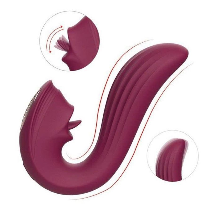 Máy rung 9 tần số 2 đầu có lưỡi liếm chống thấm nước